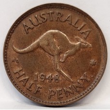 AUSTRALIA 1948Y. HALF 1/2 PENNY . EXCELLENT LUSTRE